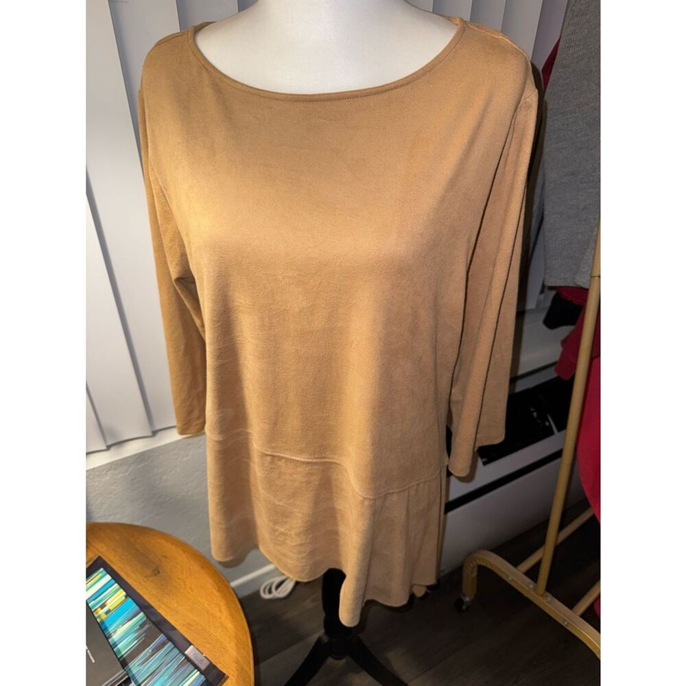 Chico's Soft Taupe Asymmetrical Boatneck Tunic - Picture 6 of 6